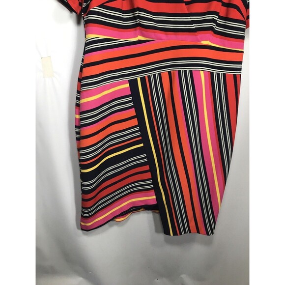Cato Womens Black Orange Striped Short Sleeve Dress V-Neck Size 22w - Picture 3 of 8